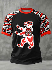 Men's Indigenous Bear Art Casual T-shirt