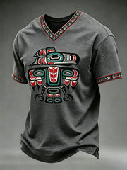 Men's Indigenous Totem Art Print Casual T-shirt