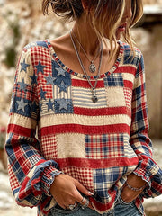 Women's American Flag Print Casual T-shirt