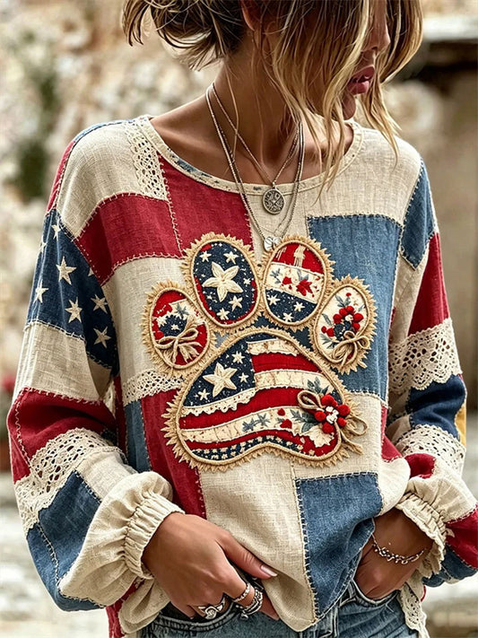Women's American Flag Print Casual T-shirt