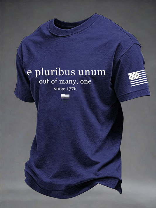 Men's E pluribus unum Printed imitation cotton short-sleeved T-shirt