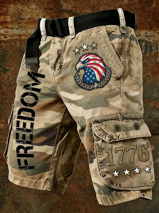 Men's Freedom USA 1776 Camouflage Print Casual Cargo Shorts