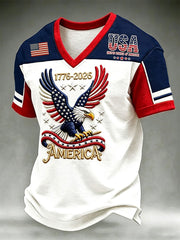 Men's USA 1776-2026 Printed Casual T-Shirt