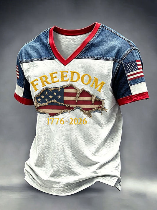 Men's USA 1776-2026 Printed Casual T-Shirt