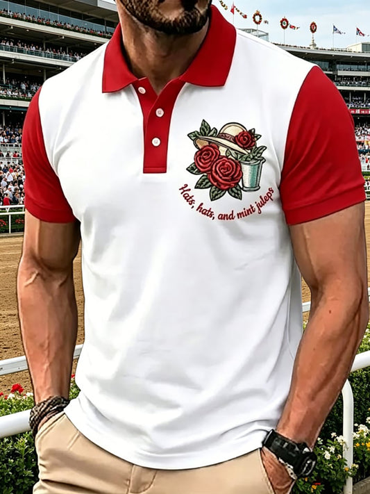 Men's Horse Racing Print Short Sleeve Shirt