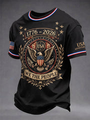 Men's Retro Independence Day Eagle Pattern Casual Short Sleeve T-shirt