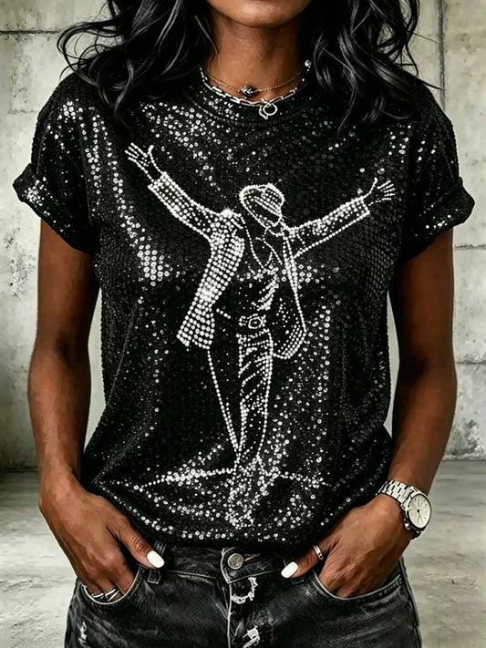 Women's King Of Pop Printed T-shirt