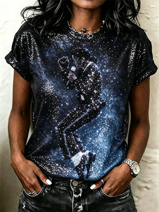 Women's Pop Music Character Print T-shirt