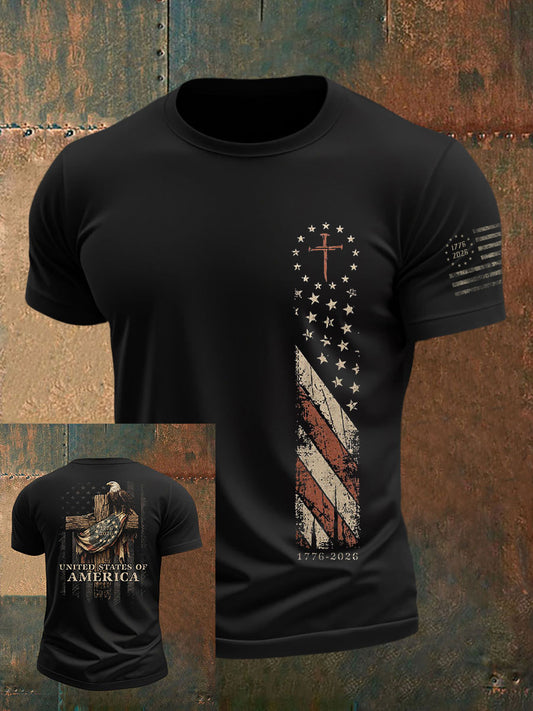 Men's USA 1776-2026 Printed Casual T-Shirt