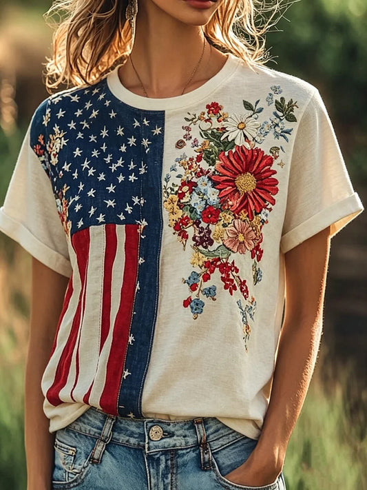 Women's America Print Casual T-Shirt