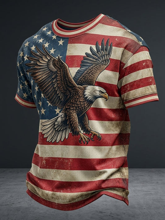 Men's America Flag Eagle Printed T-Shirt