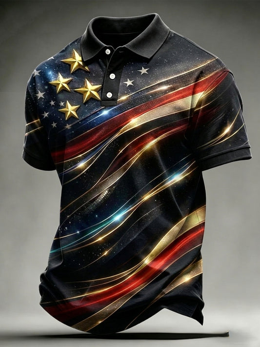 Men's Independence Day Flag Art Short Sleeve Top