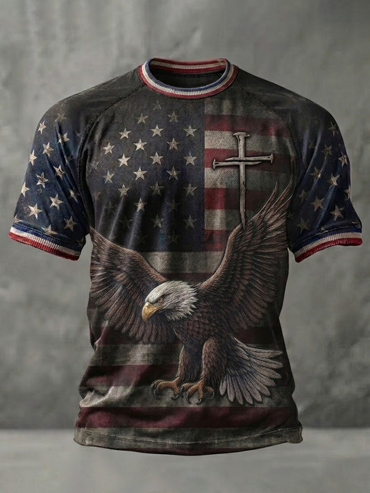 Men's America Flag Faith Printed T-Shirt
