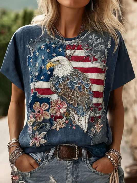 Women's American Eagle Print Casual T-Shirt
