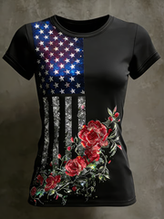 Women's USA Printed short-sleeved T-shirt