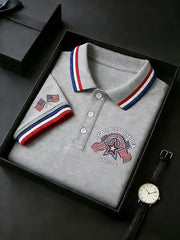 Men's Independence Day USA Flag Print Polo