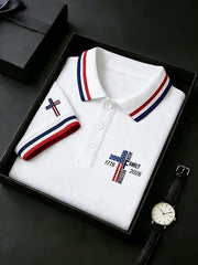 Men's Independence Day USA Flag Print Polo