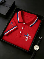 Men's Independence Day USA Flag Print Polo