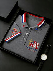 Men's Independence Day USA Flag Print Polo