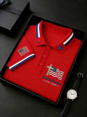 Men's Independence Day USA Flag Print Polo