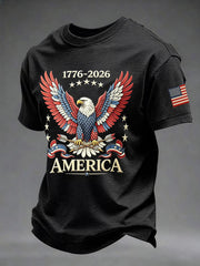 Men's USA 1776-2026 Printed Casual T-Shirt