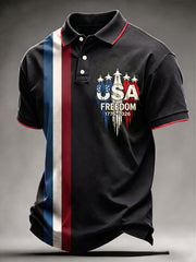 Men's Vintage Independence Day Flag Printed Short Sleeve Top