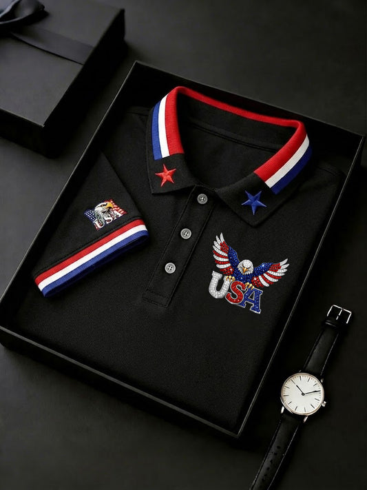 Men's America Flag Eagle Printed Shirt