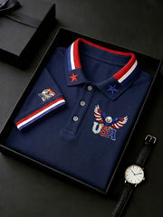 Men's America Flag Eagle Printed Shirt