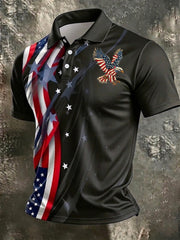Men's America Flag Eagle Printed Shirt