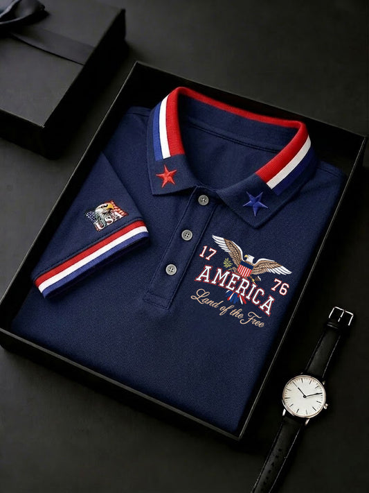 Men's America Flag Eagle Printed Shirt