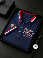 Men's America Flag Eagle Printed Shirt