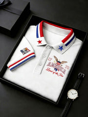 Men's America Flag Eagle Printed Shirt