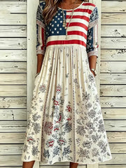 Women'S Flag Floral Print Dress