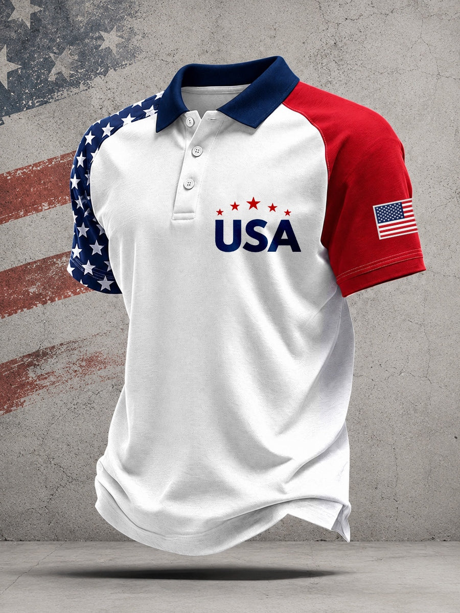 Men's USA Print Polo Shirt