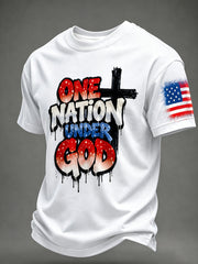 Men's Airbrush Style 4th of July Graffiti Print T-shirt