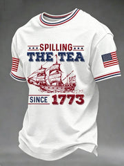 Men's Spilling The Tea Since 1773 4th of July Independence Day Tee