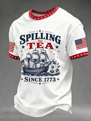 Men's Spilling The Tea Since 1773 4th of July Independence Day Tee