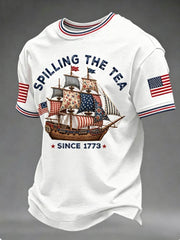 Men's Spilling The Tea Since 1773 4th of July Independence Day Tee