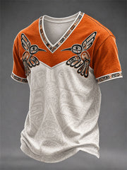 Men's Indigenous Art Print Casual T-Shirt