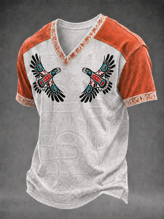 Men's Indigenous Art Print Casual T-Shirt