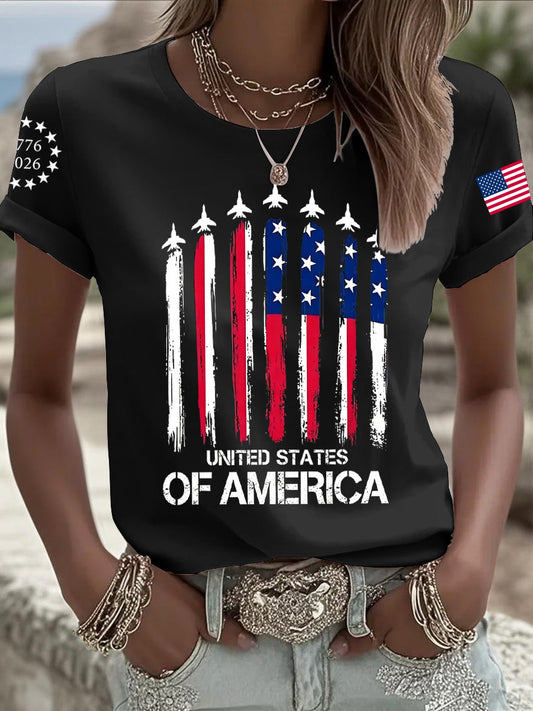 Women's United States Of America Independence Day Print Tee