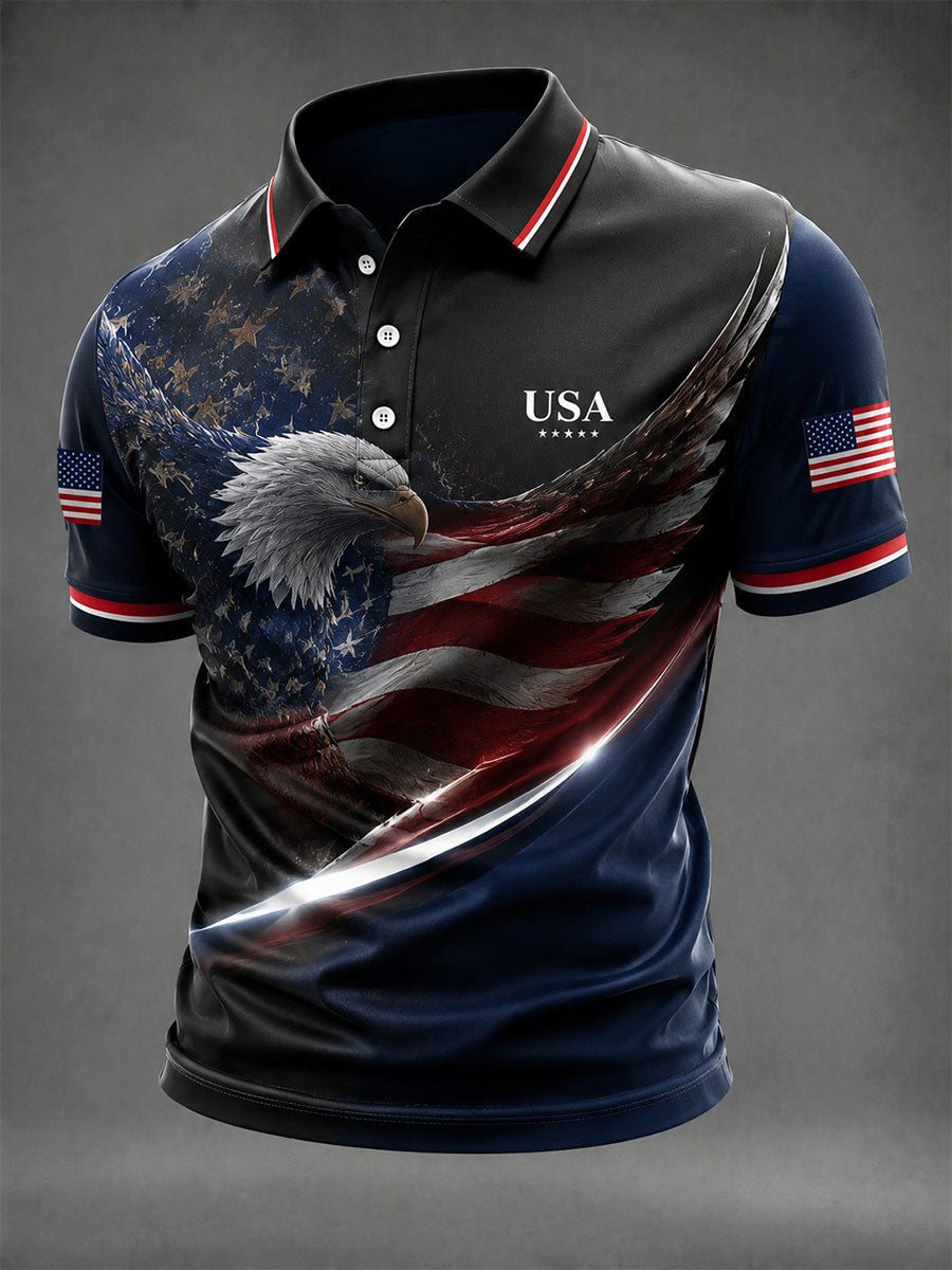 Men's American Flag Eagle Printed Shirt