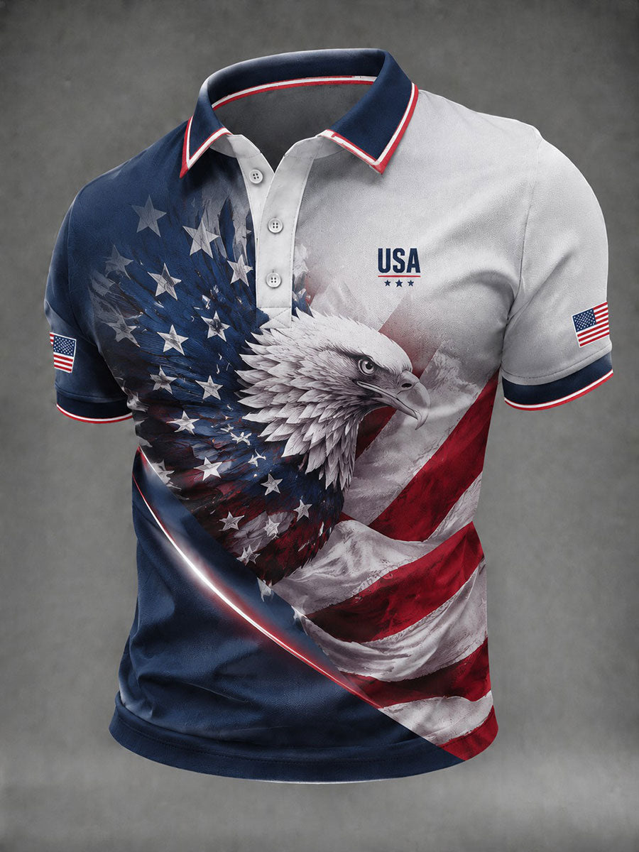 Men's American Flag Eagle Printed Shirt