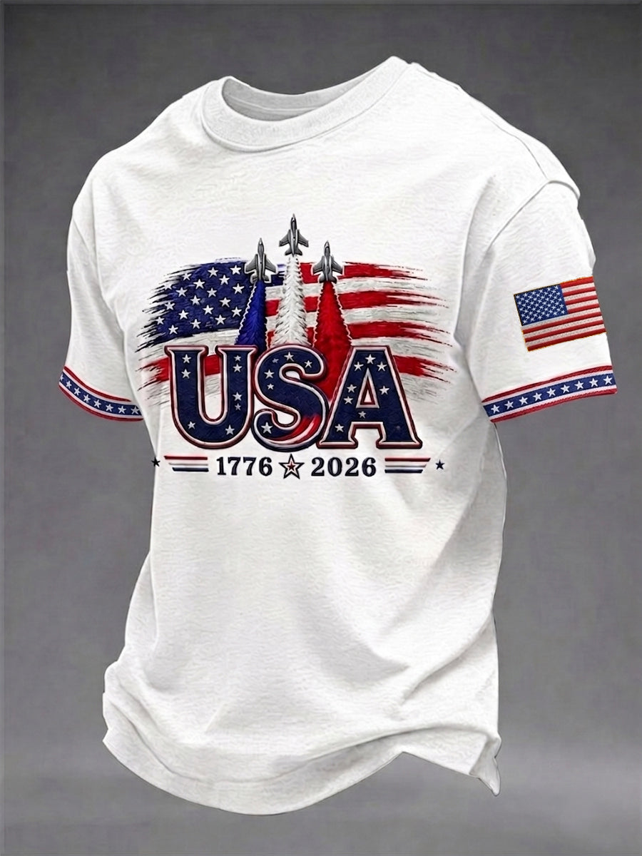 Men's Independence Day USA Flag Art Short Sleeve T-shirt