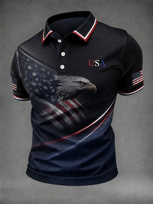Men's American Flag Eagle Printed Shirt