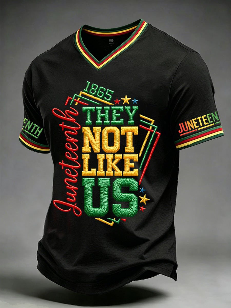 Men's Juneteenth They Not Like Us Since 1865 Print Casual V-Neck Tee