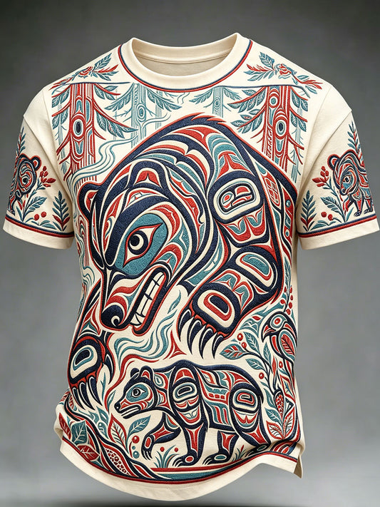 Men's Indigenous Print Casual T-Shirt