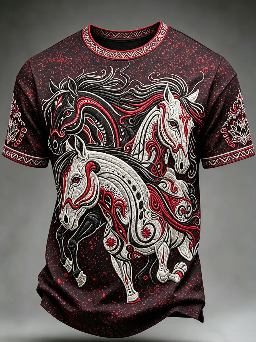 Men's Indigenous Print Casual T-Shirt