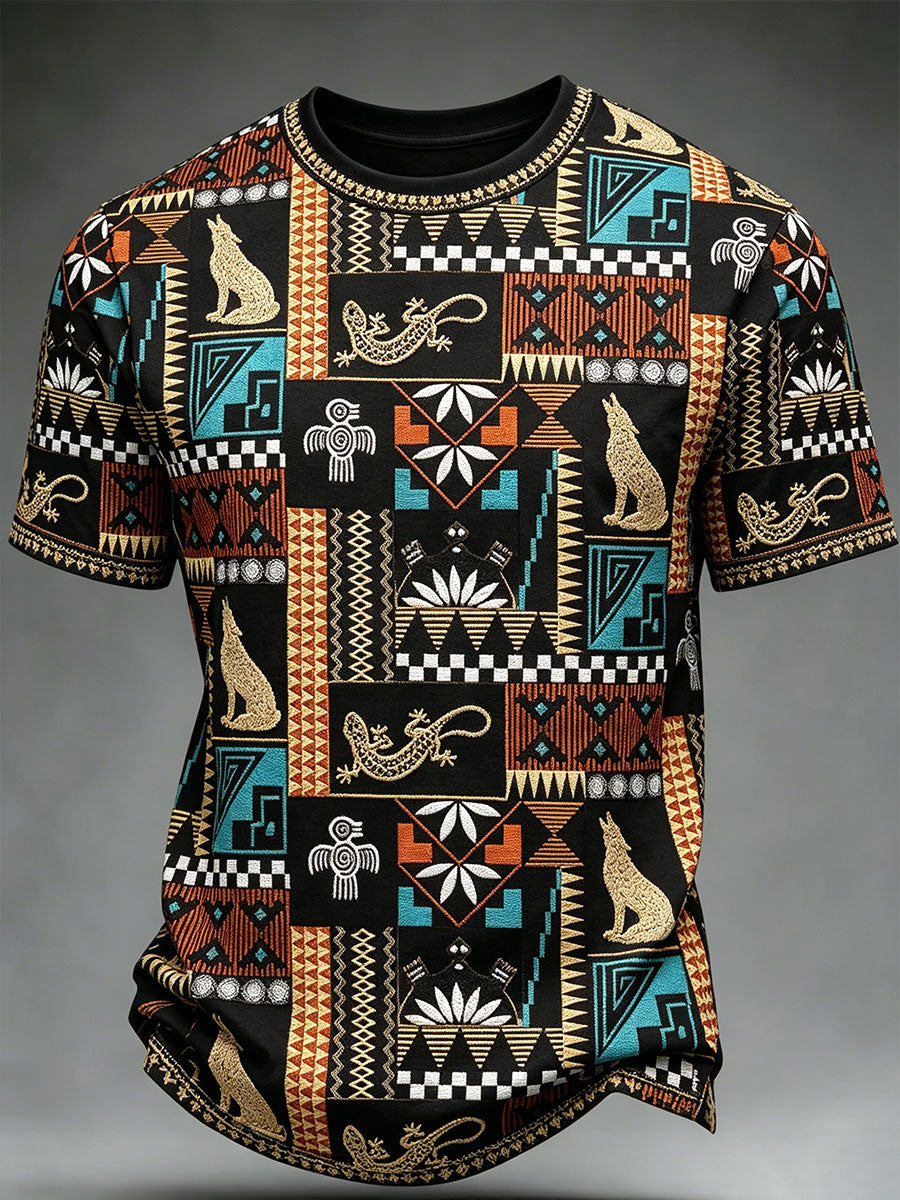 Men's Indigenous Print Casual T-Shirt