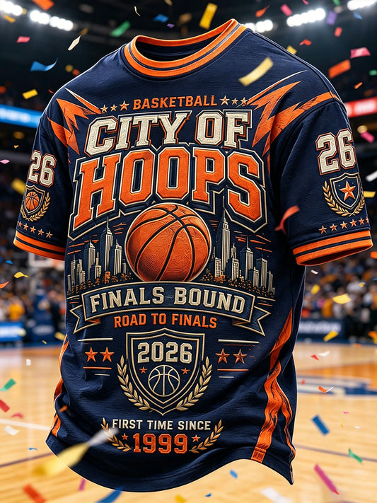 Men's Classic Basketball Fan Graphic Print T-shirt